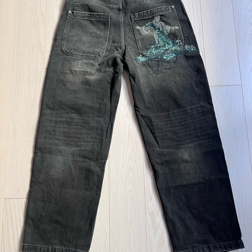 Derschutze Black Denim “NYC to Rio” Jeans – 30x30, Brand New w/ Embroidery